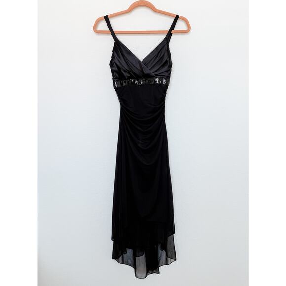Ruby Rox Womens Dress Sz XS Black Sequin Midi‎ Babydoll Y2K Cocktail Fairy Goth - Picture 1 of 8